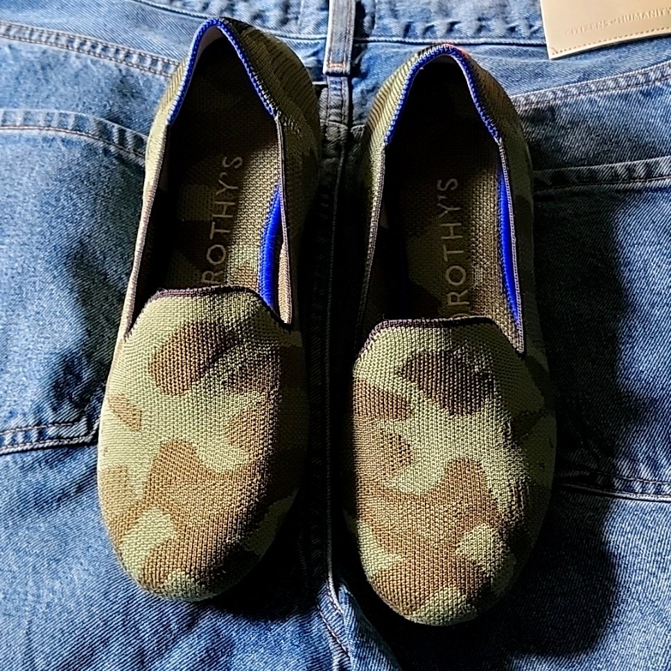 Rothy's The Loafer Womens Size 8 Olive Camo Green Round Toe Flat Shoes Retired